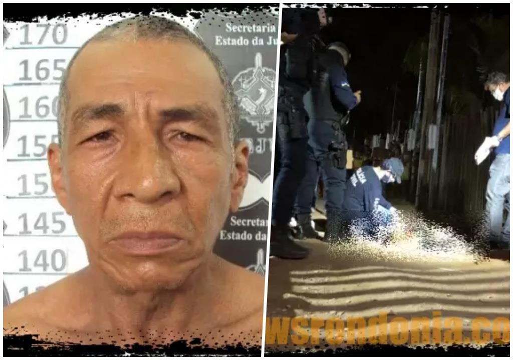 Imagem mostra a foto de José Lourenço da Silva quando foi preso e ao lado o corpo caido ao solo junto aos policiais que realizam os trabalhos de praxes
