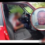Taxista Valter Mendes Fogaça ainda dentro do carro onde foi executado em Cacoal